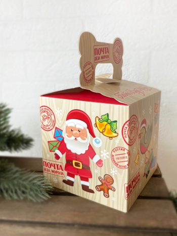 Коробка подарочная Новогодняя посылочка, 108х108х108 (+53) мм — изображение 2